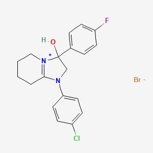 1-(4-Chlorophenyl)-3-(4-fluorophenyl)-3-hydroxy-2,3,5,6,7,8-hexahydroimidazo[1,2-a]pyridin-1-ium bromide