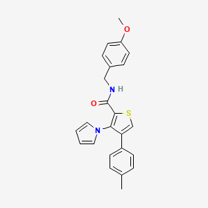 molecular formula C24H22N2O2S B2923341 N-[(4-methoxyphenyl)methyl]-4-(4-methylphenyl)-3-(1H-pyrrol-1-yl)thiophene-2-carboxamide CAS No. 1358768-40-7