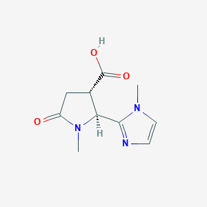 molecular formula C10H13N3O3 B2923361 (2S,3S)-1-Methyl-2-(1-methylimidazol-2-yl)-5-oxopyrrolidine-3-carboxylic acid CAS No. 2227705-89-5