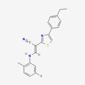 (E)-2-(4-(4-ethylphenyl)thiazol-2-yl)-3-((5-fluoro-2-methylphenyl)amino)acrylonitrile