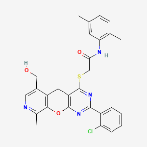 2-((2-(2-chlorophenyl)-6-(hydroxymethyl)-9-methyl-5H-pyrido[4',3':5,6]pyrano[2,3-d]pyrimidin-4-yl)thio)-N-(2,5-dimethylphenyl)acetamide