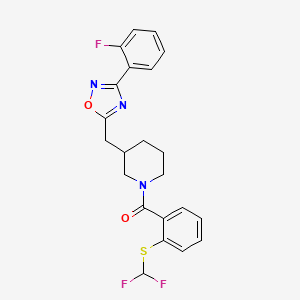 (2-((Difluoromethyl)thio)phenyl)(3-((3-(2-fluorophenyl)-1,2,4-oxadiazol-5-yl)methyl)piperidin-1-yl)methanone