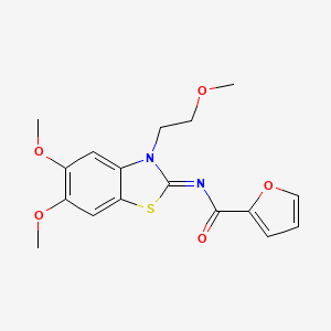 N-[5,6-dimethoxy-3-(2-methoxyethyl)-1,3-benzothiazol-2-ylidene]furan-2-carboxamide