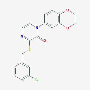 3-((3-chlorobenzyl)thio)-1-(2,3-dihydrobenzo[b][1,4]dioxin-6-yl)pyrazin-2(1H)-one