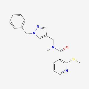 molecular formula C19H20N4OS B2923415 N-[(1-benzyl-1H-pyrazol-4-yl)methyl]-N-methyl-2-(methylsulfanyl)pyridine-3-carboxamide CAS No. 1197616-32-2
