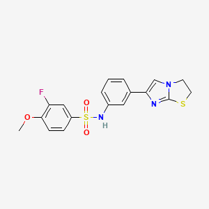 molecular formula C18H16FN3O3S2 B2923439 N-(3-(2,3-dihydroimidazo[2,1-b]thiazol-6-yl)phenyl)-3-fluoro-4-methoxybenzenesulfonamide CAS No. 893971-17-0