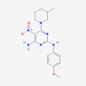 molecular formula C17H22N6O3 B2923441 N2-(4-methoxyphenyl)-6-(3-methylpiperidin-1-yl)-5-nitropyrimidine-2,4-diamine CAS No. 716341-75-2