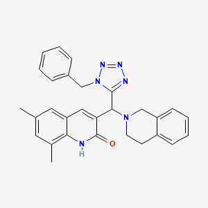 3-[(1-benzyltetrazol-5-yl)-(3,4-dihydro-1H-isoquinolin-2-yl)methyl]-6,8-dimethyl-1H-quinolin-2-one