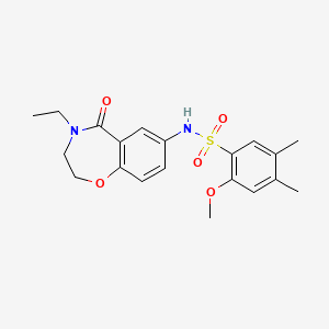 N-(4-ethyl-5-oxo-2,3,4,5-tetrahydrobenzo[f][1,4]oxazepin-7-yl)-2-methoxy-4,5-dimethylbenzenesulfonamide