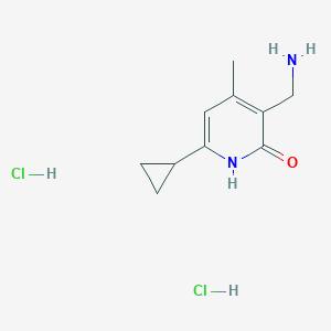 molecular formula C10H16Cl2N2O B2923451 3-(Aminomethyl)-6-cyclopropyl-4-methyl-1H-pyridin-2-one;dihydrochloride CAS No. 2503208-60-2