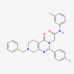 2-(7-benzyl-2-(4-fluorophenyl)-4-oxo-5,6,7,8-tetrahydropyrido[3,4-d]pyrimidin-3(4H)-yl)-N-(m-tolyl)acetamide