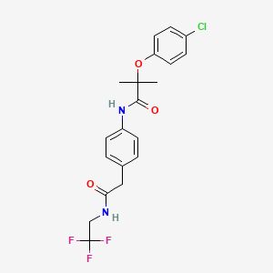 molecular formula C20H20ClF3N2O3 B2923463 2-(4-chlorophenoxy)-2-methyl-N-(4-(2-oxo-2-((2,2,2-trifluoroethyl)amino)ethyl)phenyl)propanamide CAS No. 1235659-12-7