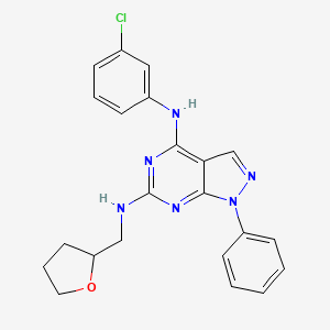 molecular formula C22H21ClN6O B2923465 N4-(3-CHLOROPHENYL)-N6-[(OXOLAN-2-YL)METHYL]-1-PHENYL-1H-PYRAZOLO[3,4-D]PYRIMIDINE-4,6-DIAMINE CAS No. 1005307-93-6