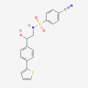 molecular formula C19H16N2O3S2 B2923470 4-cyano-N-{2-hydroxy-2-[4-(thiophen-2-yl)phenyl]ethyl}benzene-1-sulfonamide CAS No. 2380189-93-3