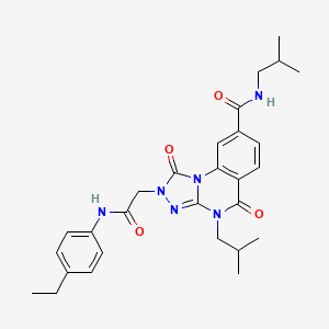 molecular formula C28H34N6O4 B2923472 2-(2-((4-ethylphenyl)amino)-2-oxoethyl)-N,4-diisobutyl-1,5-dioxo-1,2,4,5-tetrahydro-[1,2,4]triazolo[4,3-a]quinazoline-8-carboxamide CAS No. 1223824-14-3