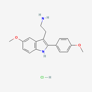 molecular formula C18H21ClN2O2 B2923474 2-[5-methoxy-2-(4-methoxyphenyl)-1H-indol-3-yl]ethan-1-amine hydrochloride CAS No. 1552163-47-9