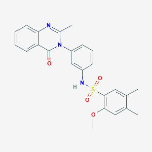 molecular formula C24H23N3O4S B2923486 2-methoxy-4,5-dimethyl-N-(3-(2-methyl-4-oxoquinazolin-3(4H)-yl)phenyl)benzenesulfonamide CAS No. 898439-10-6