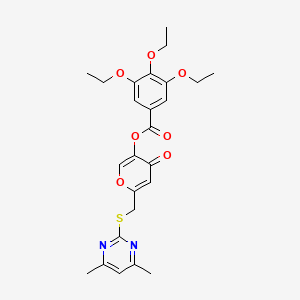 molecular formula C25H28N2O7S B2923491 6-(((4,6-dimethylpyrimidin-2-yl)thio)methyl)-4-oxo-4H-pyran-3-yl 3,4,5-triethoxybenzoate CAS No. 877636-10-7