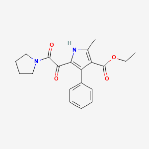 ethyl 2-methyl-5-(2-oxo-2-(pyrrolidin-1-yl)acetyl)-4-phenyl-1H-pyrrole-3-carboxylate