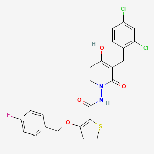 molecular formula C24H17Cl2FN2O4S B2923499 N-[3-(2,4-dichlorobenzyl)-4-hydroxy-2-oxo-1(2H)-pyridinyl]-3-[(4-fluorobenzyl)oxy]-2-thiophenecarboxamide CAS No. 672949-10-9
