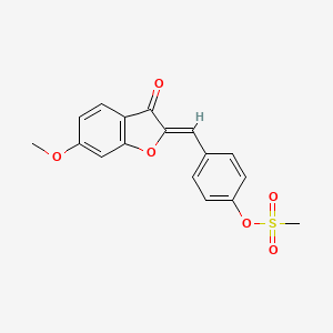 molecular formula C17H14O6S B2923511 (Z)-4-((6-methoxy-3-oxobenzofuran-2(3H)-ylidene)methyl)phenyl methanesulfonate CAS No. 893350-53-3