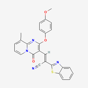(E)-2-(benzo[d]thiazol-2-yl)-3-(2-(4-methoxyphenoxy)-9-methyl-4-oxo-4H-pyrido[1,2-a]pyrimidin-3-yl)acrylonitrile