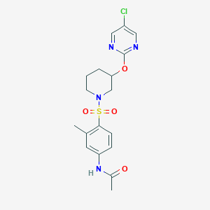 molecular formula C18H21ClN4O4S B2923524 N-(4-((3-((5-chloropyrimidin-2-yl)oxy)piperidin-1-yl)sulfonyl)-3-methylphenyl)acetamide CAS No. 2034476-18-9
