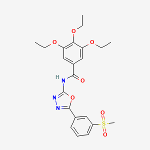 molecular formula C22H25N3O7S B2923542 3,4,5-triethoxy-N-(5-(3-(methylsulfonyl)phenyl)-1,3,4-oxadiazol-2-yl)benzamide CAS No. 886907-29-5