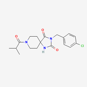 B2923545 3-(4-Chlorobenzyl)-8-isobutyryl-1,3,8-triazaspiro[4.5]decane-2,4-dione CAS No. 1021032-08-5