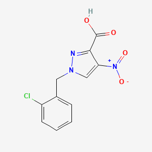 molecular formula C11H8ClN3O4 B2923548 1-[(2-氯苯基)甲基]-4-硝基-1H-吡唑-3-羧酸 CAS No. 1281872-42-1