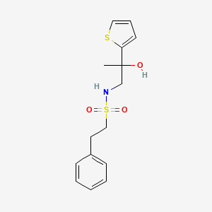 molecular formula C15H19NO3S2 B2923559 N-[2-hydroxy-2-(thiophen-2-yl)propyl]-2-phenylethane-1-sulfonamide CAS No. 1351611-17-0