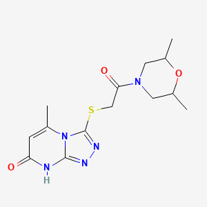 molecular formula C14H19N5O3S B2923565 3-((2-(2,6-dimethylmorpholino)-2-oxoethyl)thio)-5-methyl-[1,2,4]triazolo[4,3-a]pyrimidin-7(8H)-one CAS No. 877639-88-8