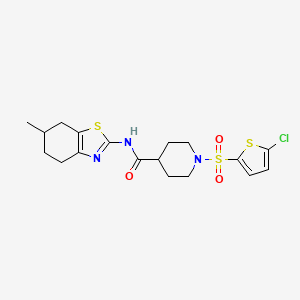 molecular formula C18H22ClN3O3S3 B2923570 1-((5-chlorothiophen-2-yl)sulfonyl)-N-(6-methyl-4,5,6,7-tetrahydrobenzo[d]thiazol-2-yl)piperidine-4-carboxamide CAS No. 900001-38-9