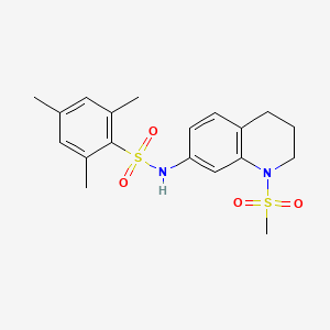 molecular formula C19H24N2O4S2 B2923585 N-(1-methanesulfonyl-1,2,3,4-tetrahydroquinolin-7-yl)-2,4,6-trimethylbenzene-1-sulfonamide CAS No. 950475-19-1
