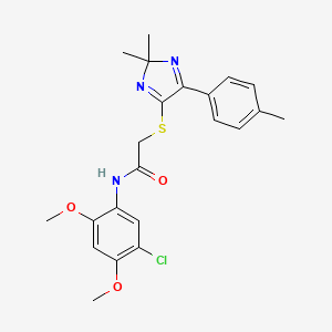 molecular formula C22H24ClN3O3S B2923592 N-(5-chloro-2,4-dimethoxyphenyl)-2-{[2,2-dimethyl-5-(4-methylphenyl)-2H-imidazol-4-yl]sulfanyl}acetamide CAS No. 899918-24-2