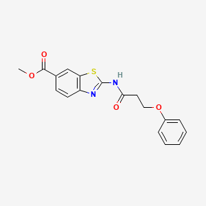 molecular formula C18H16N2O4S B2923597 Methyl 2-(3-phenoxypropanamido)benzo[d]thiazole-6-carboxylate CAS No. 864860-52-6