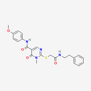 molecular formula C23H24N4O4S B2923610 N-(4-methoxyphenyl)-1-methyl-6-oxo-2-((2-oxo-2-(phenethylamino)ethyl)thio)-1,6-dihydropyrimidine-5-carboxamide CAS No. 894045-39-7