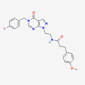 molecular formula C24H24FN5O3 B2923612 N-(2-(5-(4-fluorobenzyl)-4-oxo-4,5-dihydro-1H-pyrazolo[3,4-d]pyrimidin-1-yl)ethyl)-3-(4-methoxyphenyl)propanamide CAS No. 921917-84-2