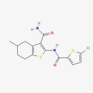 molecular formula C15H15ClN2O2S2 B2923620 2-(5-Chlorothiophene-2-carboxamido)-5-methyl-4,5,6,7-tetrahydrobenzo[b]thiophene-3-carboxamide CAS No. 313405-72-0