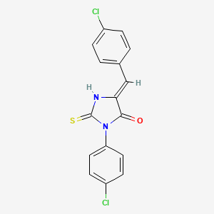 molecular formula C16H10Cl2N2OS B2923621 (5Z)-3-(4-chlorophenyl)-5-[(4-chlorophenyl)methylidene]-2-sulfanylideneimidazolidin-4-one CAS No. 55338-20-0