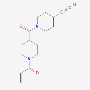 molecular formula C16H22N2O2 B2923622 1-[4-(4-Ethynylpiperidine-1-carbonyl)piperidin-1-yl]prop-2-en-1-one CAS No. 2361871-88-5