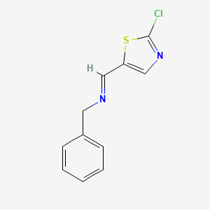molecular formula C11H9ClN2S B2923623 N-[(E)-(2-chloro-1,3-thiazol-5-yl)methylidene](phenyl)methanamine CAS No. 303987-27-1