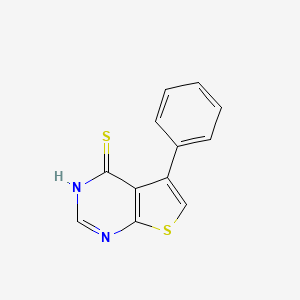 molecular formula C12H8N2S2 B2923624 5-Phenyl-thieno[2,3-d]pyrimidine-4-thiol CAS No. 182198-89-6; 182202-75-1