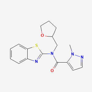 molecular formula C17H18N4O2S B2923629 N-(benzo[d]thiazol-2-yl)-1-methyl-N-((tetrahydrofuran-2-yl)methyl)-1H-pyrazole-5-carboxamide CAS No. 1172929-47-3