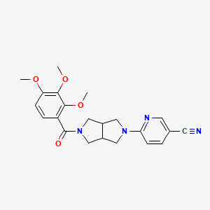 molecular formula C22H24N4O4 B2923630 6-[5-(2,3,4-三甲氧基苯甲酰)-1,3,3a,4,6,6a-六氢吡咯并[3,4-c]吡咯-2-基]吡啶-3-腈 CAS No. 2415630-34-9