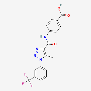 molecular formula C18H13F3N4O3 B2923636 4-[[5-methyl-1-[3-(trifluoromethyl)phenyl]triazole-4-carbonyl]amino]benzoic Acid CAS No. 892317-42-9
