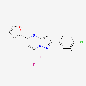 molecular formula C17H8Cl2F3N3O B2923637 2-(3,4-Dichlorophenyl)-5-(2-furyl)-7-(trifluoromethyl)pyrazolo[1,5-a]pyrimidine CAS No. 439095-81-5