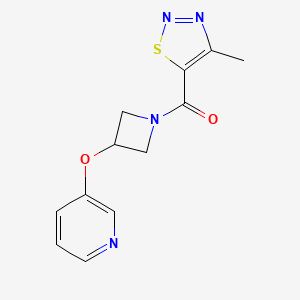 molecular formula C12H12N4O2S B2923642 (4-Methyl-1,2,3-thiadiazol-5-yl)(3-(pyridin-3-yloxy)azetidin-1-yl)methanone CAS No. 1903198-50-4