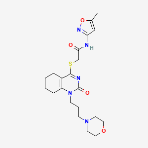 molecular formula C21H29N5O4S B2923661 N-(5-methyl-1,2-oxazol-3-yl)-2-({1-[3-(morpholin-4-yl)propyl]-2-oxo-1,2,5,6,7,8-hexahydroquinazolin-4-yl}sulfanyl)acetamide CAS No. 899950-69-7