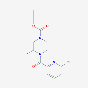 molecular formula C16H22ClN3O3 B2923671 Tert-butyl 4-(6-chloropyridine-2-carbonyl)-3-methylpiperazine-1-carboxylate CAS No. 1384622-32-5
